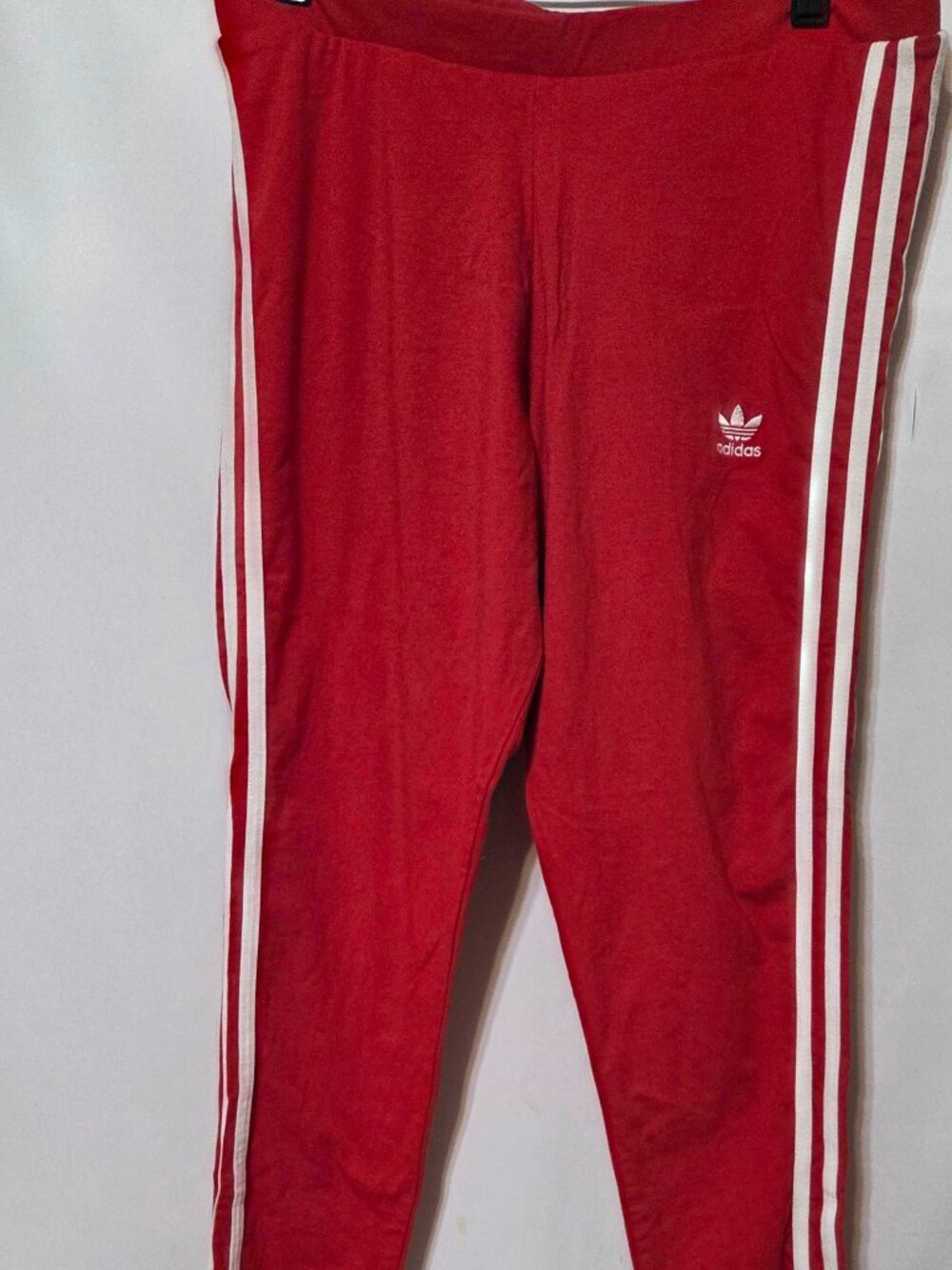 Adidas WOMEN'S 3 STRIPE LEGGINGS Red/White SIZE Large